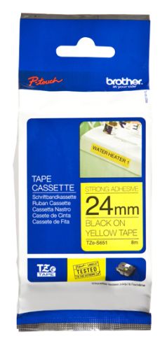 BROTHER Fita laminada Amarelo / preto (Superadhesiva) 24mm , Brother , BROTZES651 , 4977766692700